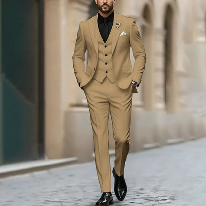 Purple Men Suit Single-breasted Peak Lapel 3 Pieces(Jacket+Pants+Vest) Male Formal Wedding Party Set