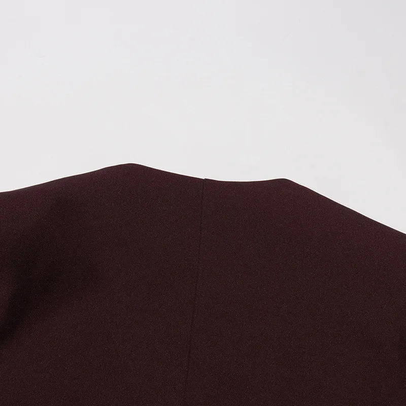 Spring Autumn New Women Blazer V-neck Single Button Asymmetric Solid Color Scarf Collar Fashion Elegant Trendy Coat HK17099