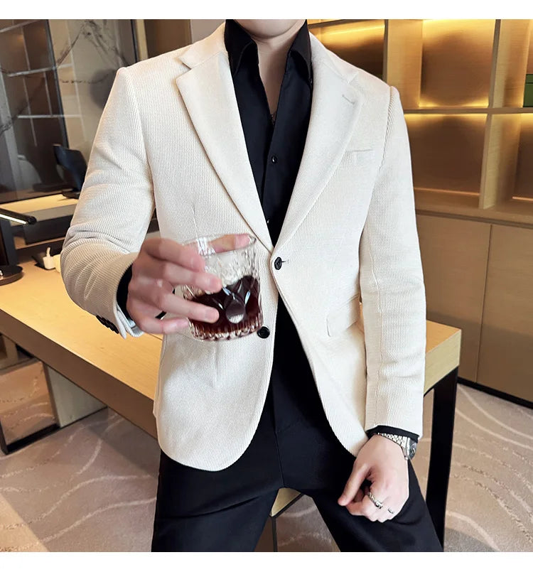 2025 Autumn Winter Velvet Suit Jacket Men Casual Business Blazers Wedding Groom Social Banquet Party Formal Blazer Men Clothing