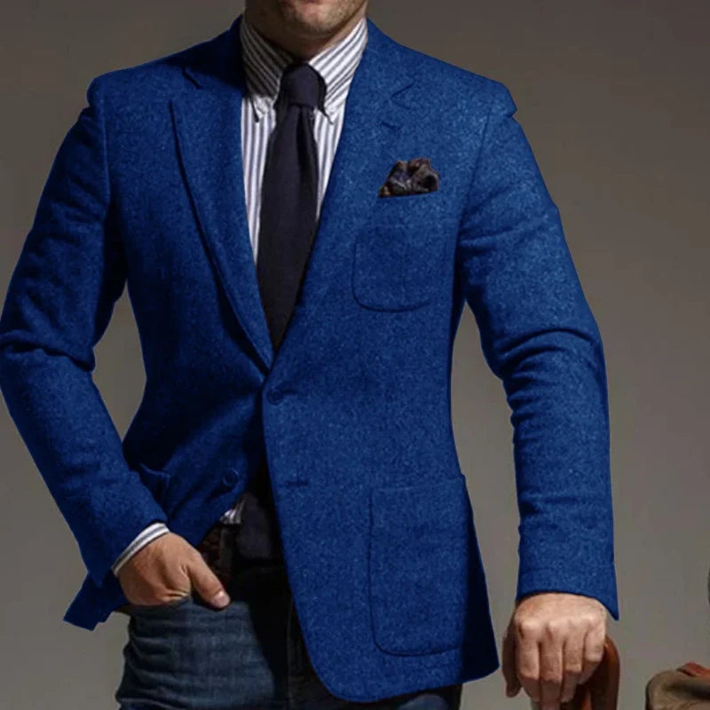 Men's Wool Blend Slim Fit Blazer Single-Breasted Lapel Jacket for Business and Formal Occasions