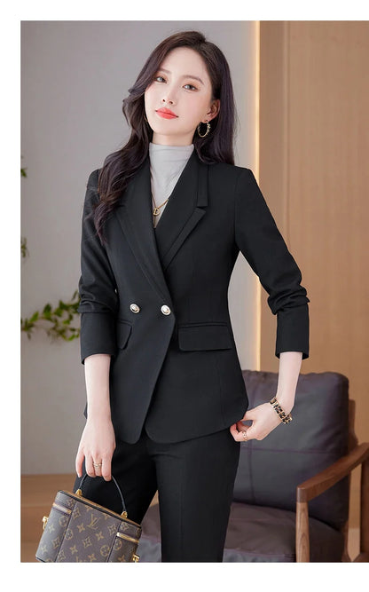 Professional Long-Sleeved Trouser Suits for Women, Fashionable Trousers, High Quality, Show, Elegant, New, Autumn and Winter