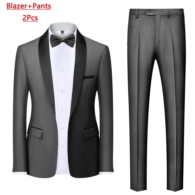 Men's Slim Fit Formal Suit Set – Blazer, Vest & Pants for Weddings & Parties