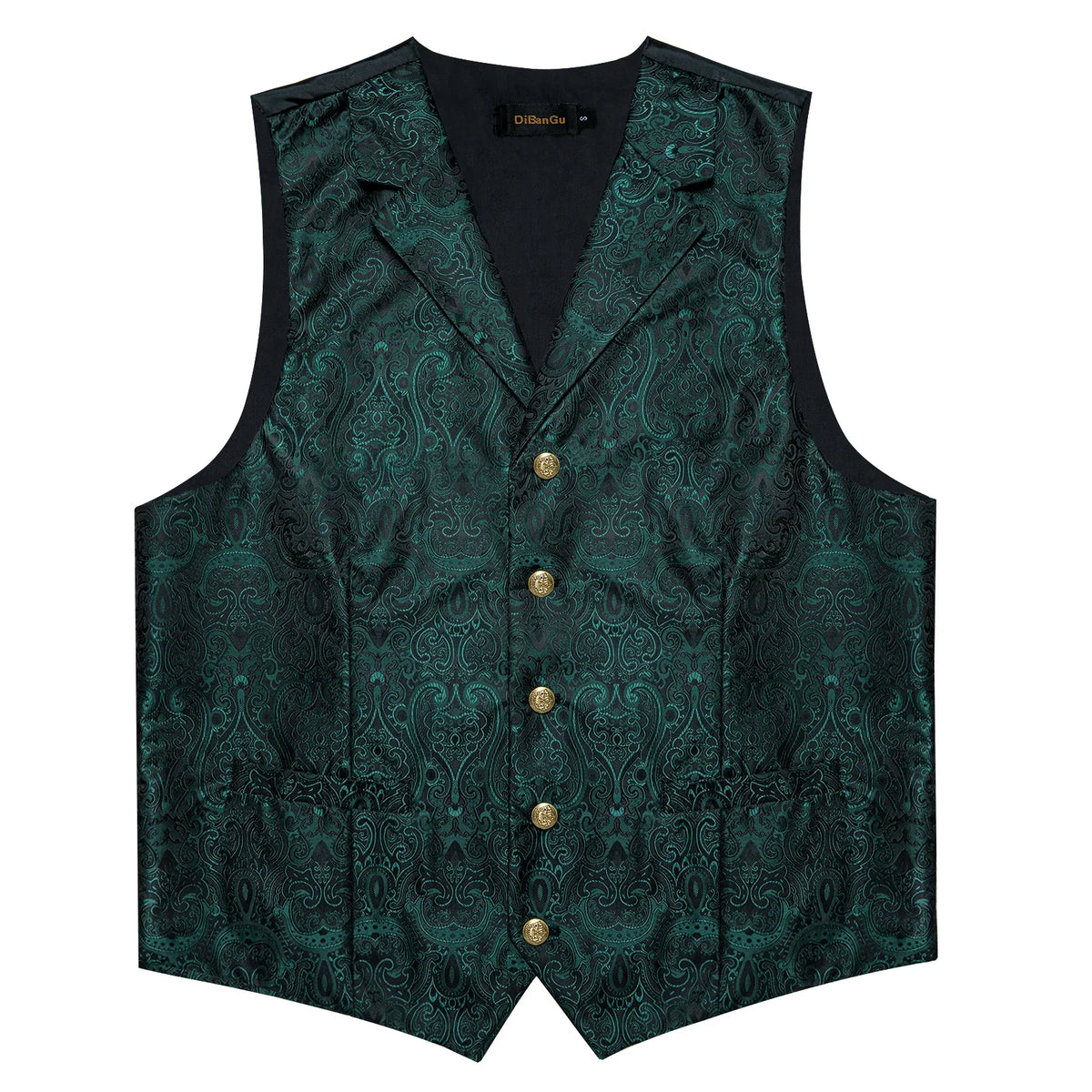 Men's Paisley Suit Vest – Single-Breasted Waistcoat with Tie, Handkerchief & Cufflinks for Weddings & Banquets