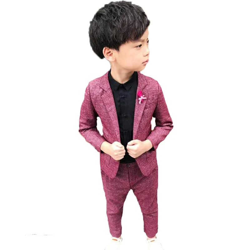 Kids Wedding Ceremony Slim Suit Children Formal Blazers Pants 2Pcs Photography Clothes Good Quality Baby Boys Handsome Suit