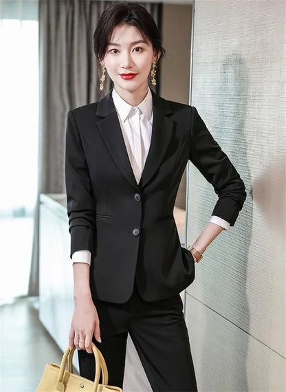 2025 New Blazer Trousers Women's Suit Sets Long Sleeve Jacket Blazer Casual Office Ladies Pantsuit For Business Clothing