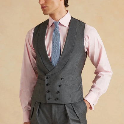 Men Suit Dark Gray 3 Piece Solid With Lapel Tuxedo Set For Wedding Groom Birthday Banquet Party Prom Business Jacket Vest Pants