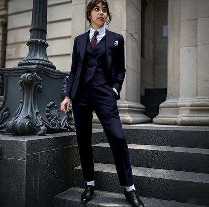 Powerful Black Women 3 Piece Suit Classic Single Breasted Jacket Vest Pants Set Elegant Office Business Formal Lady Outerwears