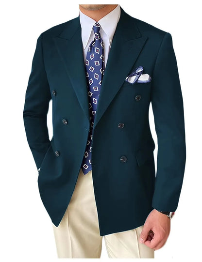Wedding Men's Tuxedo Jacket Bridegroom Business Groom Wear Formal Party Blazer Double Breasted Peak Lapel XS-6XL One Coat