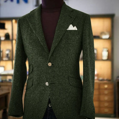 Men's Herringbone Slim Fit Suit Jacket Single Breasted Business Blazer Casual Fashion Outerwear Comfortable Elegant Mens