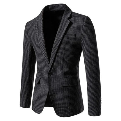 KIDWHXR 2026 Autumn Man Blazer Retro Plaid Single-breasted Male Outerwear Slim Long Sleeve Business Casual Men Suit Jacket