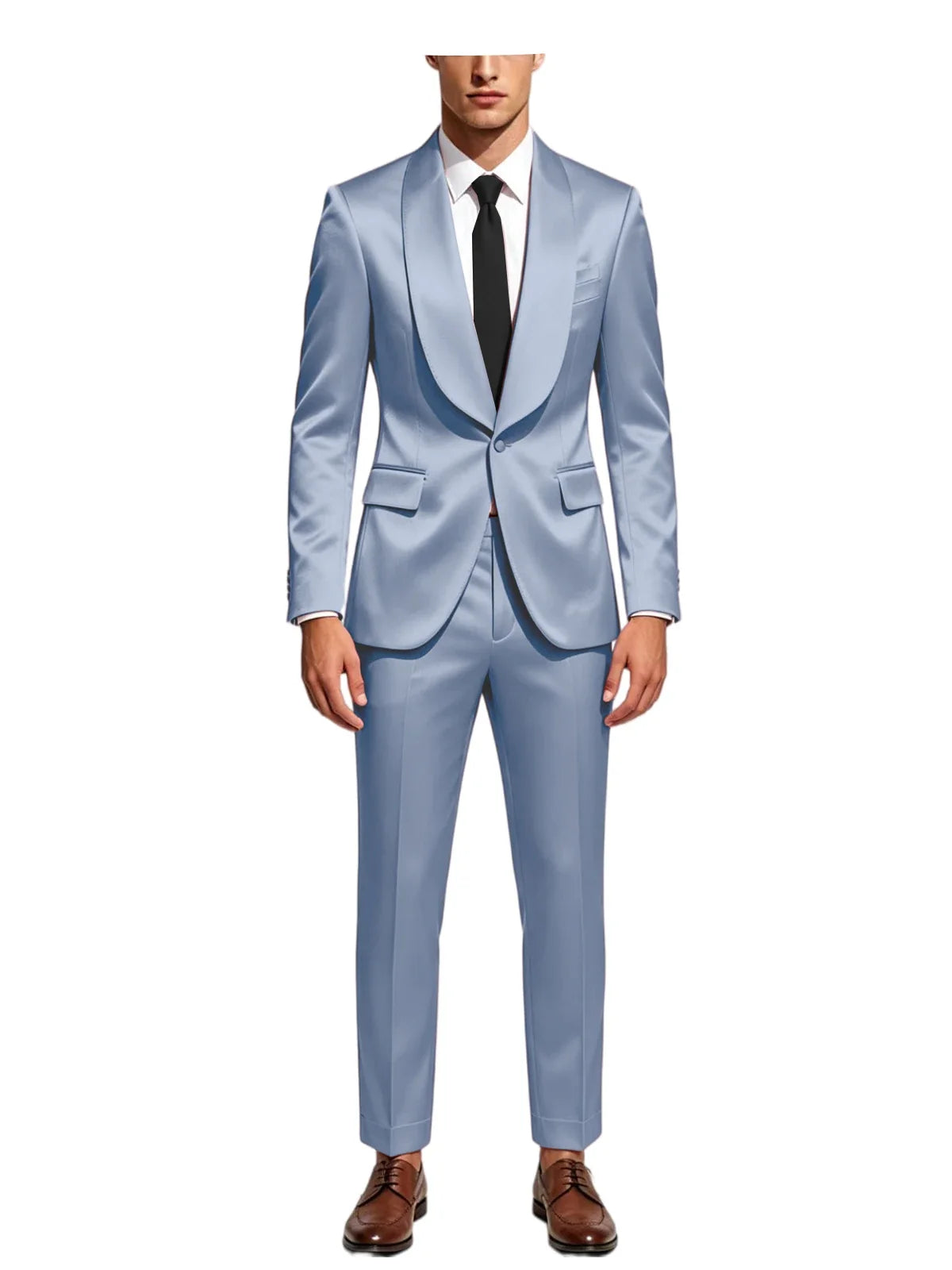 Men's Satin Suit 2-Piece Slim Fit Shawl Lapel Tuxedo for Wedding & Formal Events