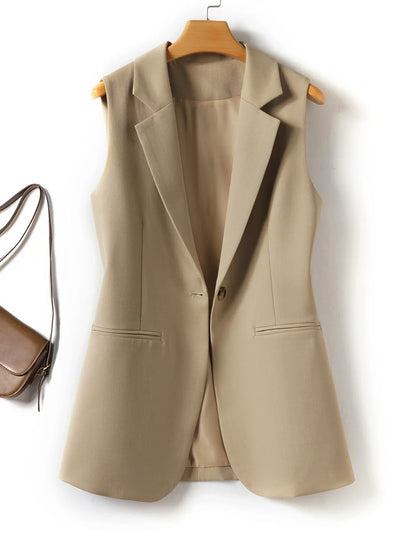 Simple one-button blazer-style vest for women spring and autumn style suitable for workplace and business commuting