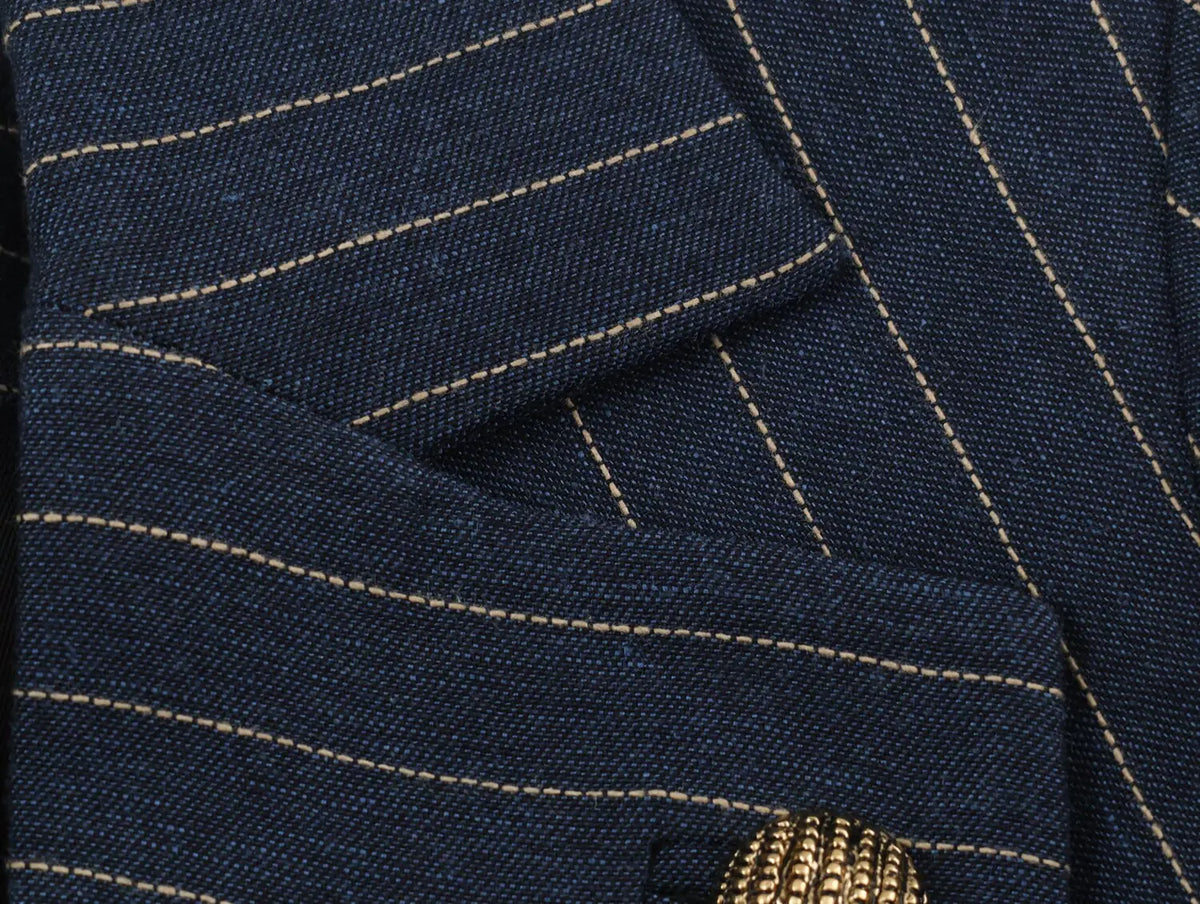 2026 Fashion Women's  Navy Pinstripe Blazer Autumn Elegant Female Long Sleeves Button Military Style Slim Suit Jacket