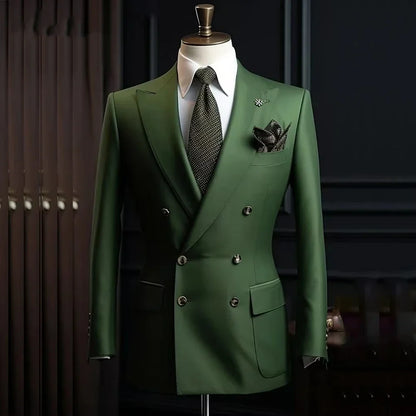 Lavender Slim Fit Blazer for Men Peak Lapel Double Breasted Elegant Smoking Jacket Blazer for Wedding Business Banquet One Coat