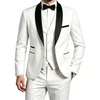 Men 3 Piece Tuxedo Suit Shawl Lapel Formal Wedding Groom Blazer Jacket Vest Pants Business Party Suit