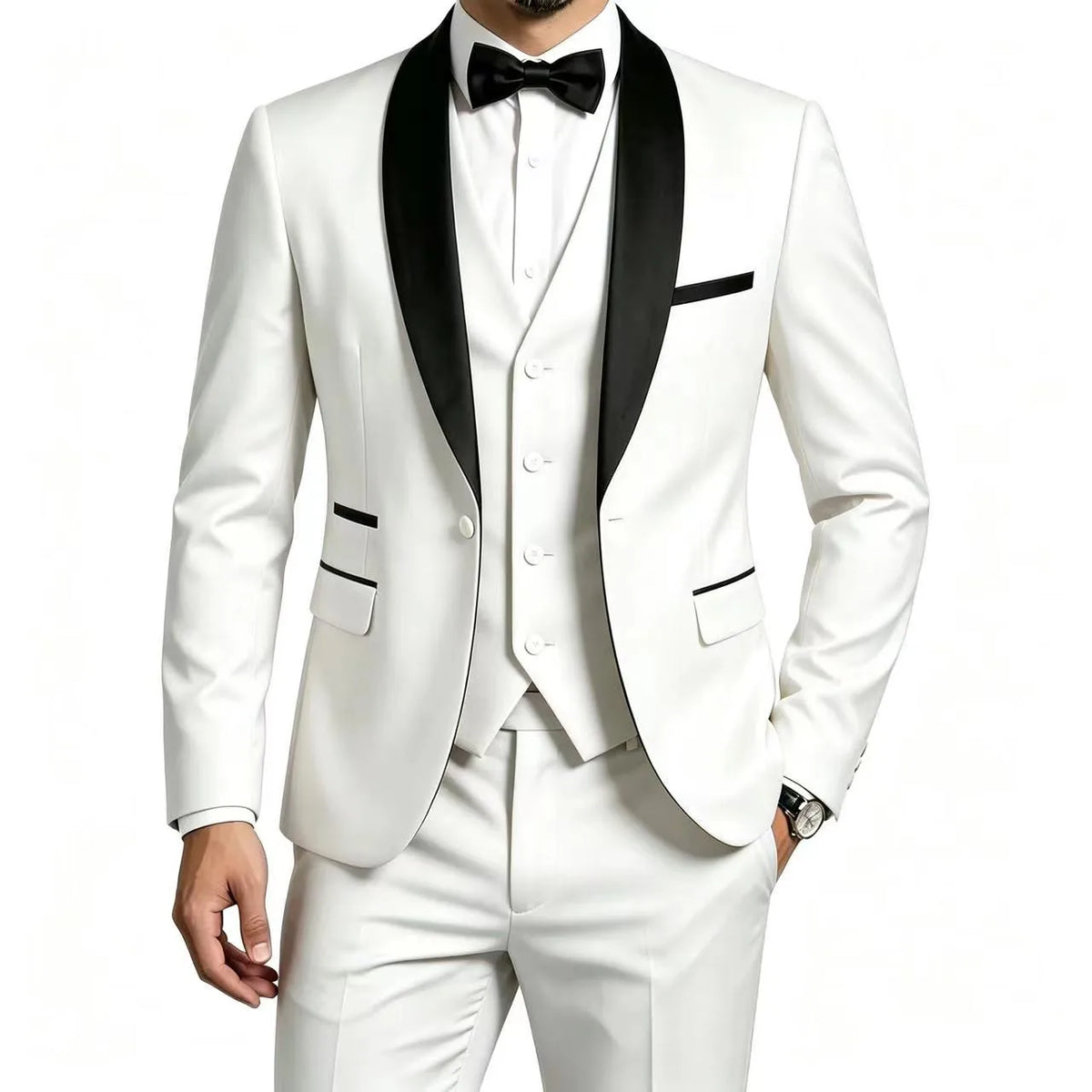 Men 3 Piece Tuxedo Suit Shawl Lapel Formal Wedding Groom Blazer Jacket Vest Pants Business Party Suit