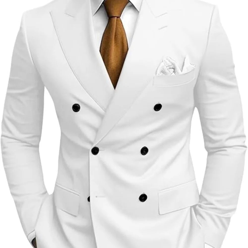 Wedding 2-Pieces Slim Fit Formal Business Notch Lapel Blazer Tuxedo Groomsmen Set with Jacket Pant Men's Suit