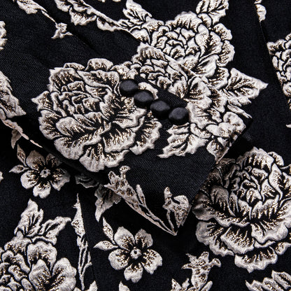 Men's Black Paisley Suits Blazer Jacket Fashion Business Banquet Wedding Party Dress Floral Red Suit Coat Men Clothing