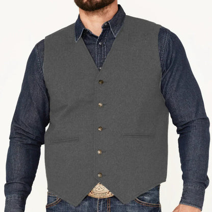 Men's Suit Vest – Herringbone Weave, Single Button, V-Neck, Wedding & Business Formal