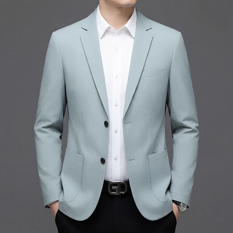 Men's Smart Casual Single-Breasted Collarless Blazer for Spring and Autumn
