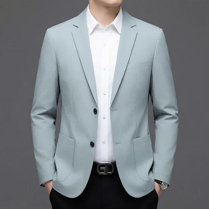 Men's Smart Casual Single-Breasted Collarless Blazer for Spring and Autumn