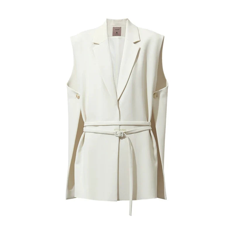 Women Lapel Collar Vest Jacket Loose Long Draped Construction Minimalist Commuter Coats Woman Autumn Outfit 2026 12623085