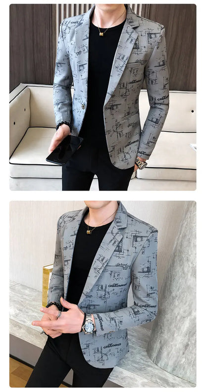 Blazer Men's Fashion Outdoor Travel Gentleman Wedding Slimming Business Versatile Trendy Casual Korean-style Formal Wear Blazer
