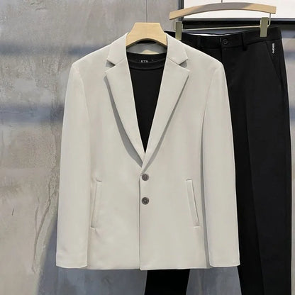 Elegant Single Breasted Coats Tweed Man Suits and Blazers Original Jacket for Men Spring Clothes Korean Style Casual Menswear