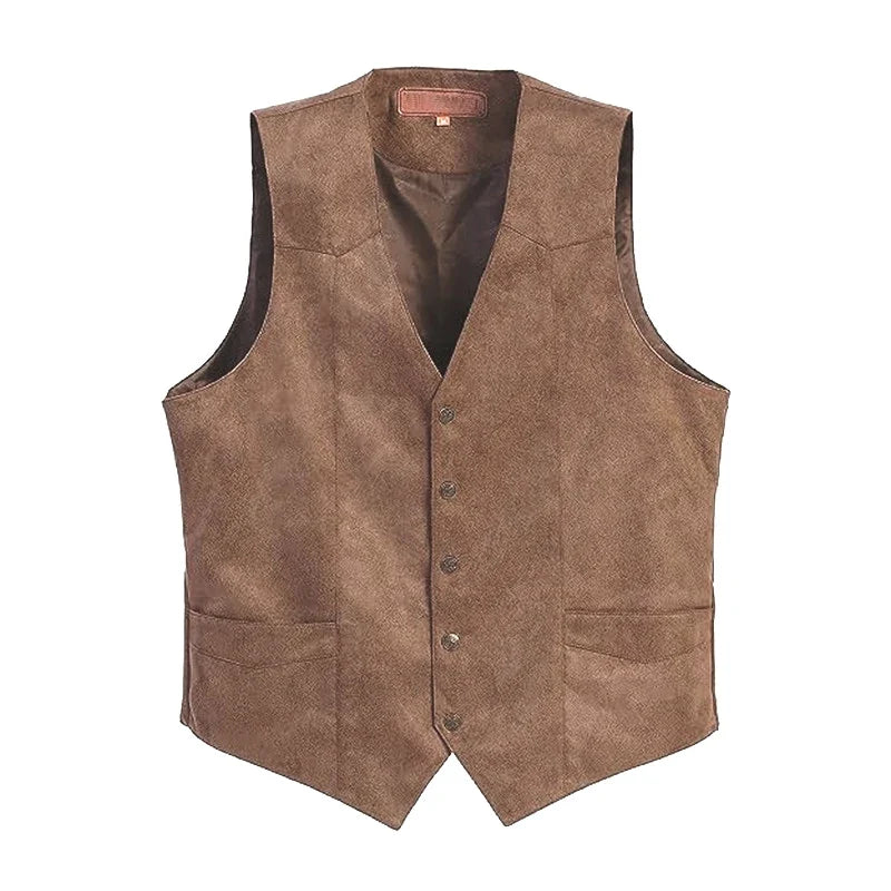 Men's Plus Size Fleece Vest V-Neck Single Breasted Smart Casual Waistcoat for Weddings & Business