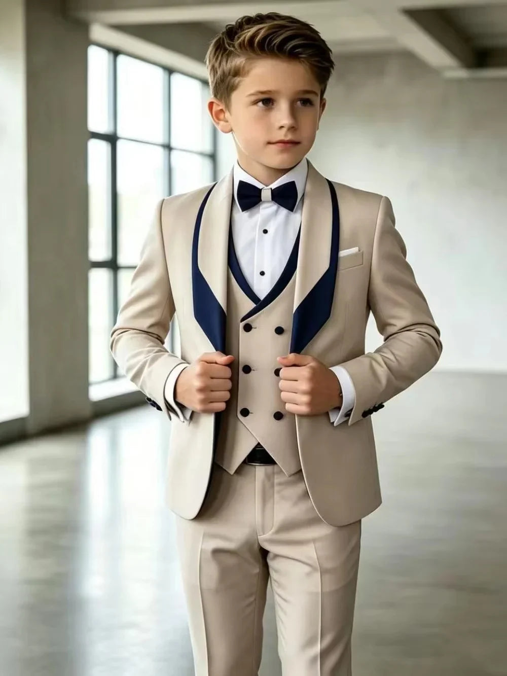 Flower Boys Wedding Tuxedo 3 Pieces Jacket Vest Pants High Quality Kids Slim Fit Suit Set Piano Performance Wear 2-20T