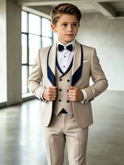 Flower Boys Wedding Tuxedo 3 Pieces Jacket Vest Pants High Quality Kids Slim Fit Suit Set Piano Performance Wear 2-20T