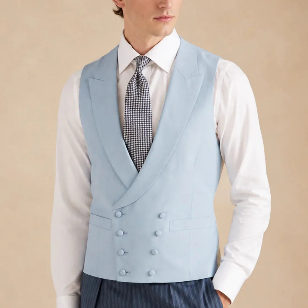 Men's Formal Vest – Double Breasted Lapel Waistcoat for Weddings & Business