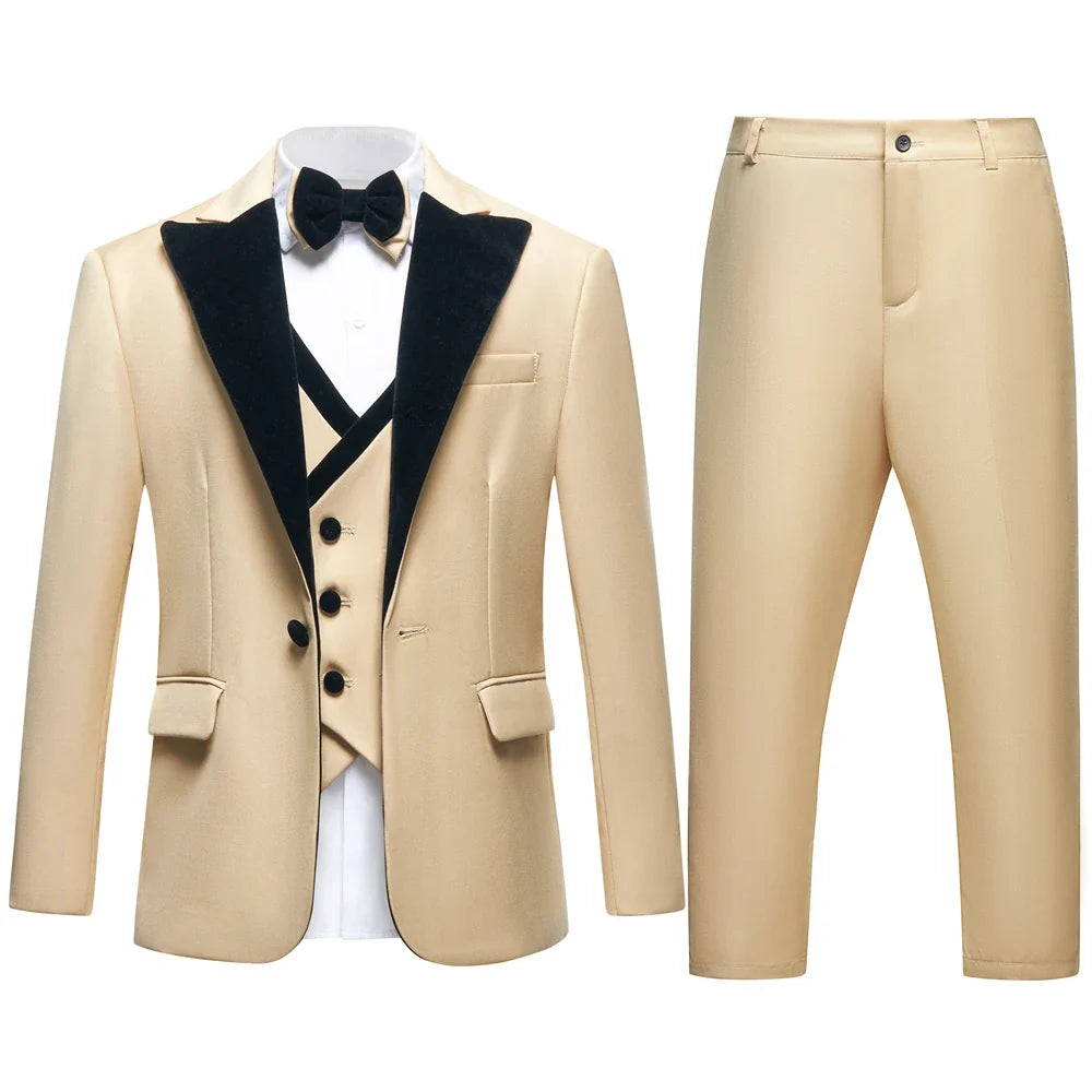 2026 Homecoming Suit for Boys 3T-14T 4 Pieces Jacket Vest Pants Bowtie Wedding Guest Suits Boy's Formal Costume Toddler Suits