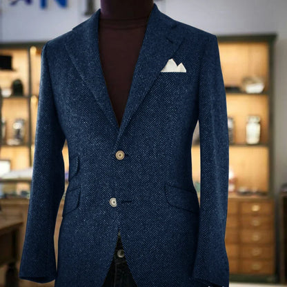 Men's Herringbone Slim Fit Suit Jacket Single Breasted Business Blazer Casual Fashion Outerwear Comfortable Elegant Mens