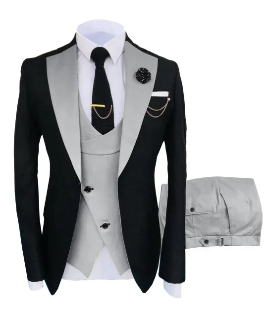 Slim Fit Men Wedding Suits Slim Fit Business Suits Groom Black Tuxedos for Formal Wedding Suits Jacket Pant Vest 3 Pieces