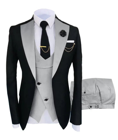 Slim Fit Men Wedding Suits Slim Fit Business Suits Groom Black Tuxedos for Formal Wedding Suits Jacket Pant Vest 3 Pieces