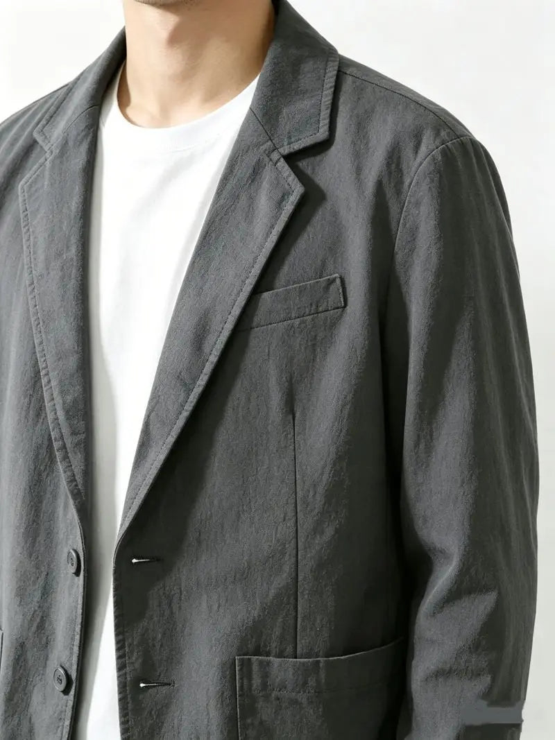 Pure Cotton Blazer Outdoor Men's Traveling Breathable, Non-stretch, Moisture-wicking, Sweat-absorbing, Fitted and Casual Blazer