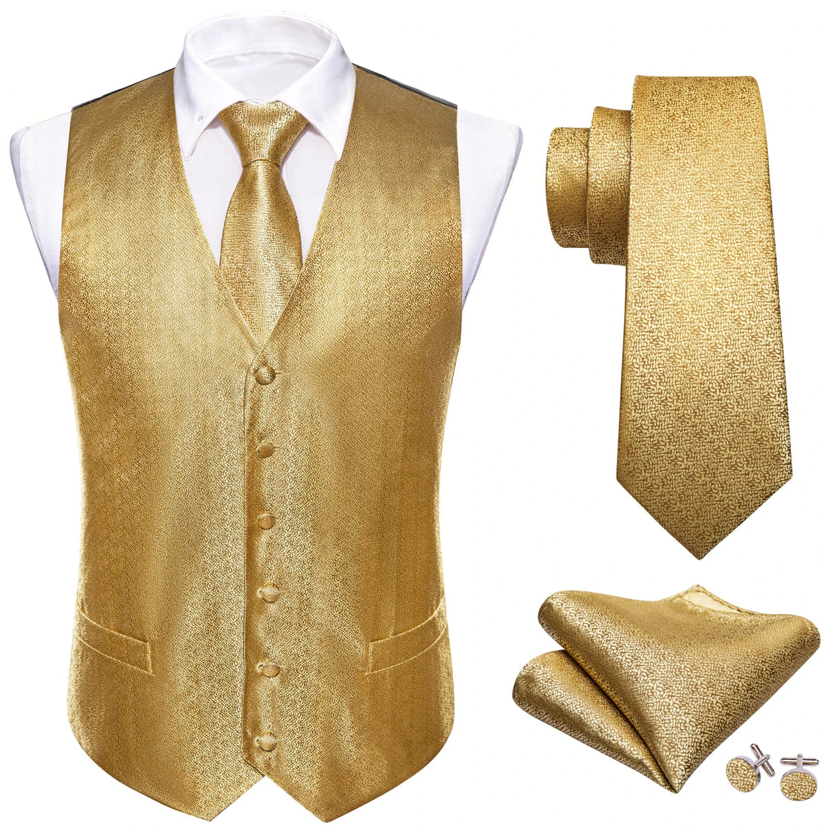 Men's Plaid & Paisley Vest with Pocket Square — Slim Fit Wedding Waistcoat for Men