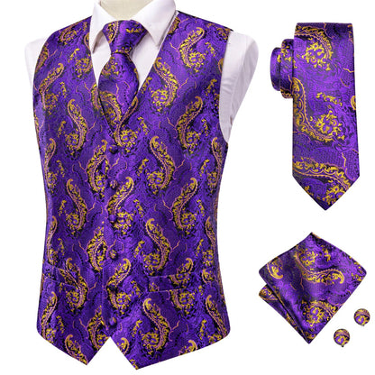 Men's Vest Suit Set – Champagne Gold Paisley Waistcoat for Weddings & Formal Events