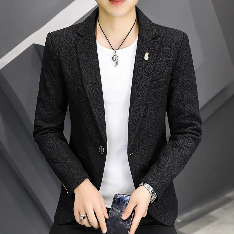 Blazer Men's Fashion Outdoor Travel Gentleman Wedding Slimming Business Versatile Trendy Casual Korean-style Formal Wear Blazer