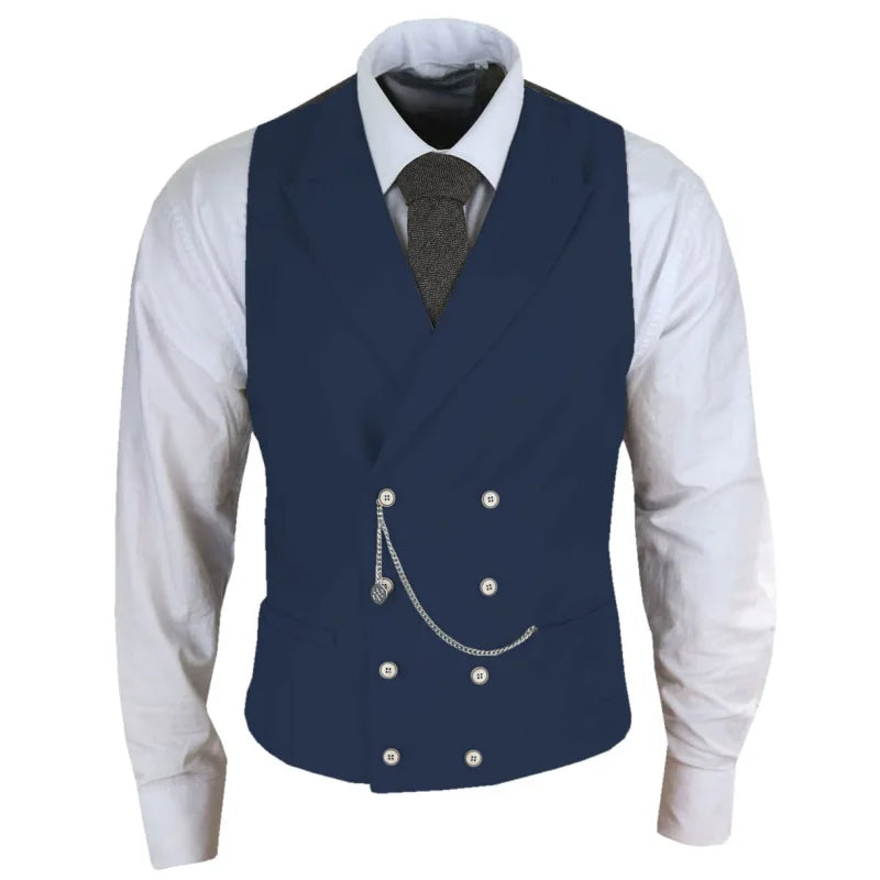 Men's Formal Satin Vest | Double Breasted Waistcoat for Wedding, Banquet & Business