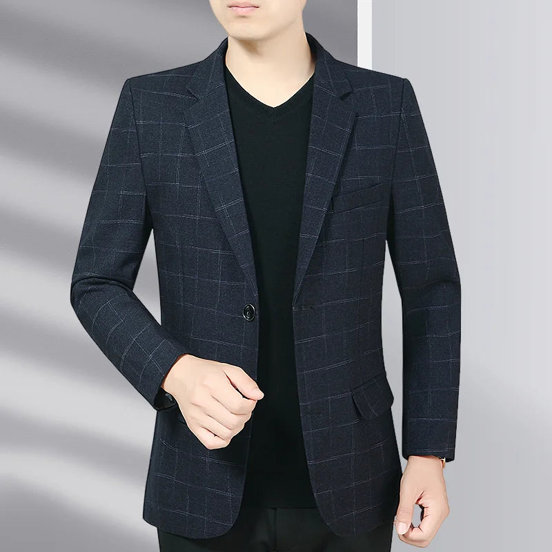 Blazer Men's Business Gentleman Wedding Fashionable Solid Color Best Man, Slimming and Casual Middle-aged and Elderly Blazer