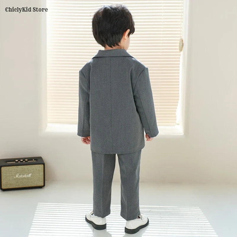 Boys Double Breasted Blazer Jack Vest Pants Children Suit Waistcoat Wedding Clothes Set Toddler Formal Dress Kids Tuxedos Outfit