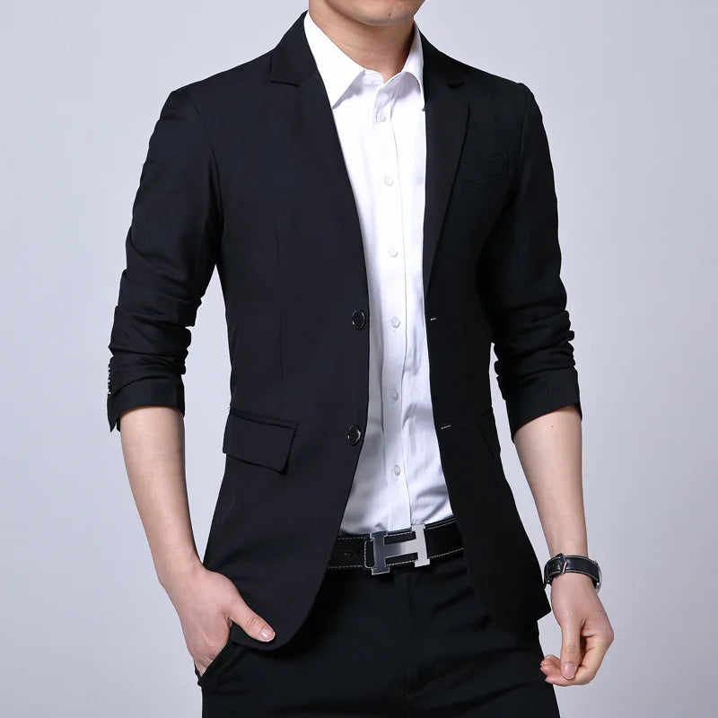 Blazer Men's Fashion Premium Business Outdoor Self-cultivation Gentleman English Style Solid Color Casual Hosts Weddings Blazer