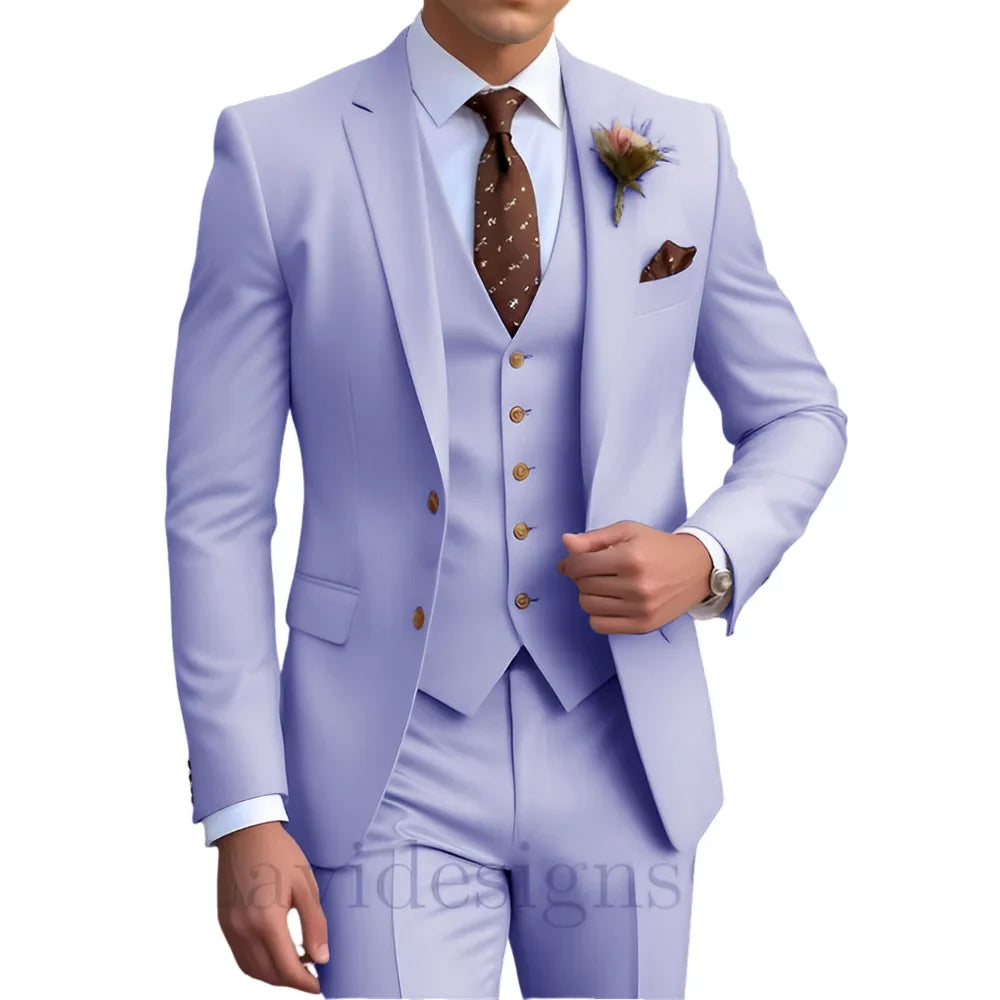 Elegant Men's Wedding Tuxedo Slim Blazer Pants Vest 3 piece Suit XS-5XL Custom Youth Suit 2025 New Style Suits