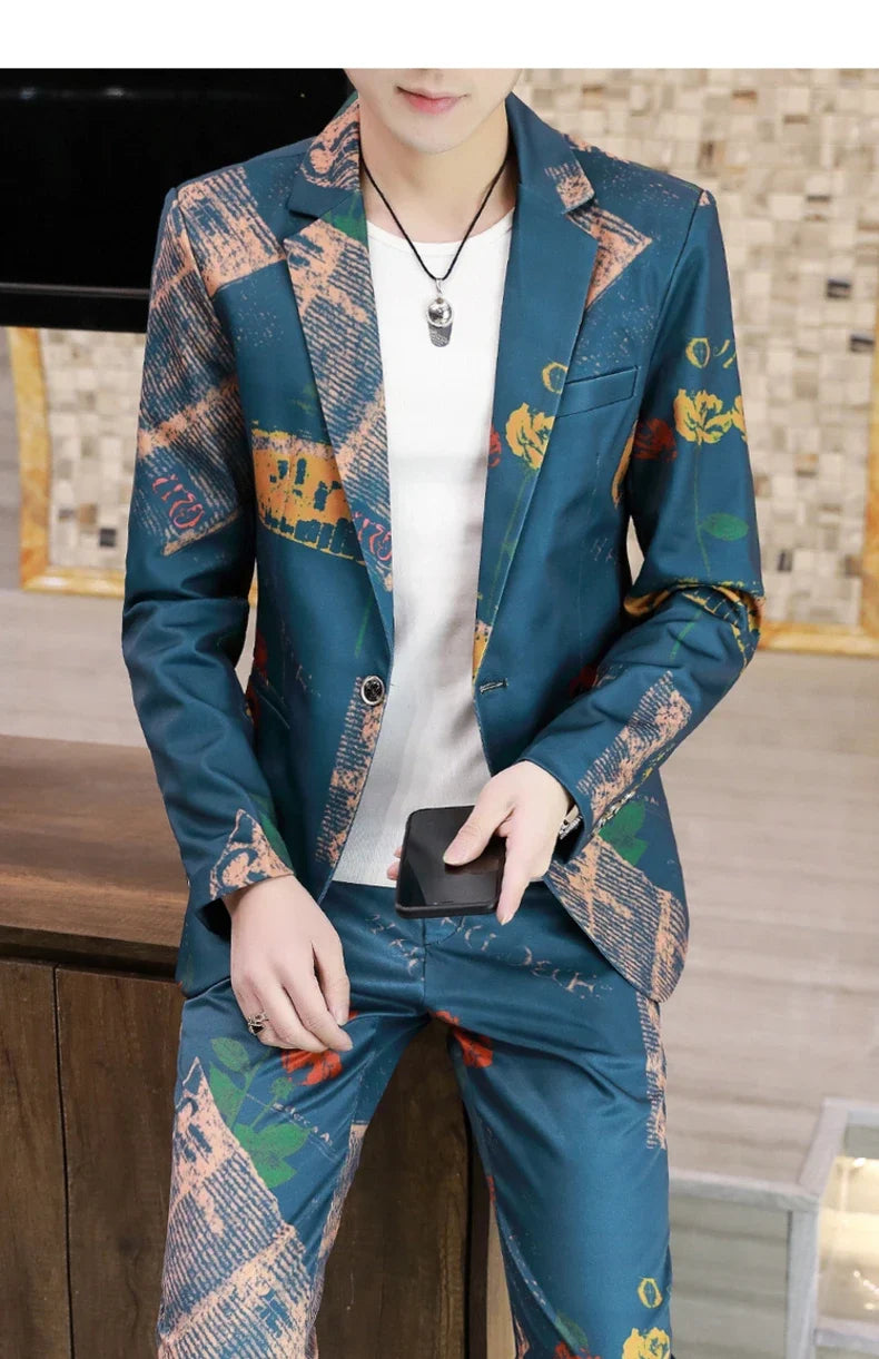 Men's Two-Piece Slim Fit Casual Suit – Single Breasted Formal Set for Daily & Smart Casual Wear