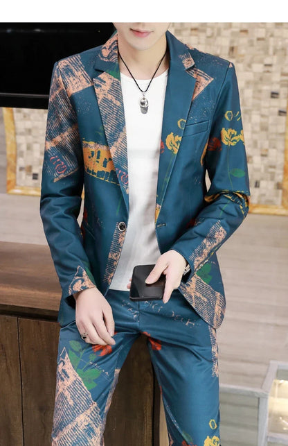 Men's Two-Piece Slim Fit Casual Suit – Single Breasted Formal Set for Daily & Smart Casual Wear