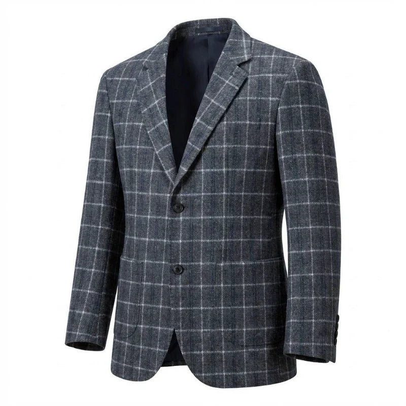 Mens Plaid Wool Blend Blazer Slim Fit Business Formal Suit Jacket Versatile Check Pattern Outerwear