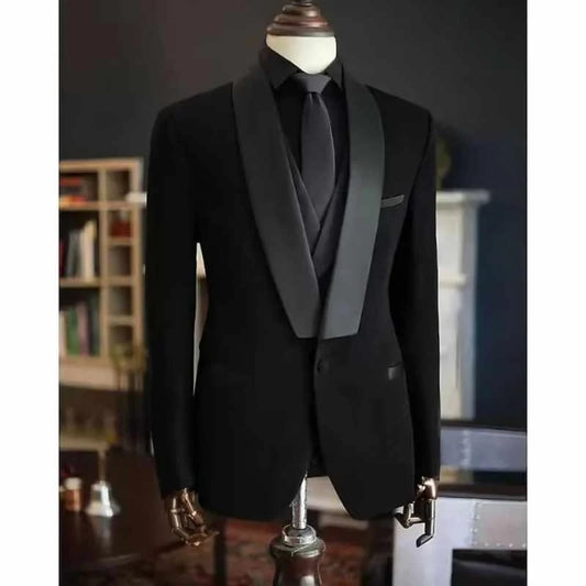 Costumes de mariage formels 3 pièces pour hommes, Tuxedos de marié coupe slim, Costumes d'affaires avec revers pointu, Veste Costume Homme (Blazer+Pantalon+Gilet)