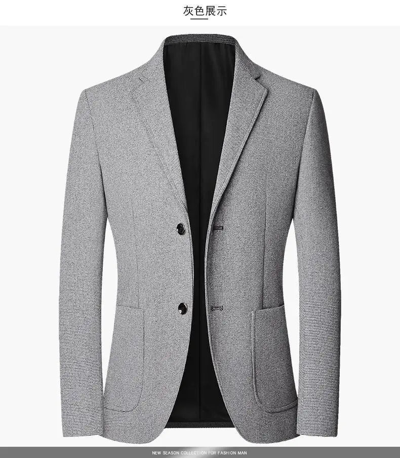 Blazer Men's Fashion Solid Color Wedding Dress Casual Host Gentleman Slim-Fitting Trendy Banquet Versatile Business Blazer